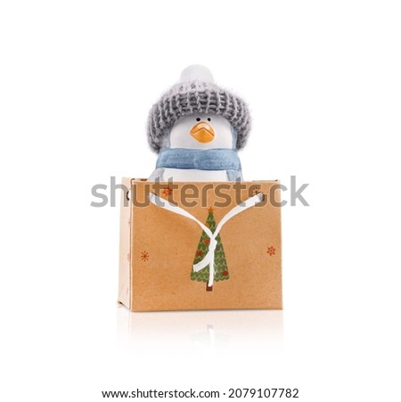 Christmas tree toy penguin isolated on white background