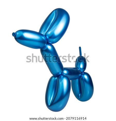 Bright blue model balloon dog isolated on the white background