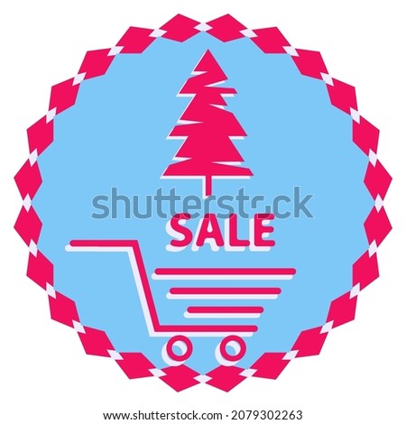 Winter sale - abstract icon - Christmas tree, shopping trolley - vector. Christmas sale. Falling prices for the year. Business concept.