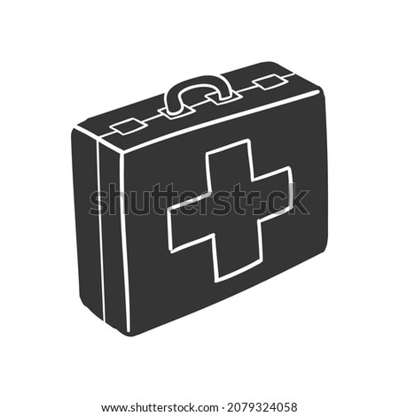 First Aid Kit Icon Silhouette Illustration. Medical Vector Graphic Pictogram Symbol Clip Art. Doodle Sketch Black Sign.