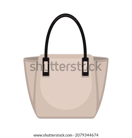 Fashionable leather shopper or tote bag with handles.  Realistic trendy female hand luggage with wide expanded side wings. Vector illustration isolated on white background