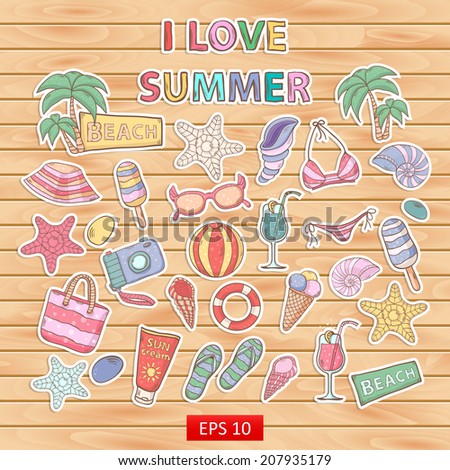 I love summer set.Scrapbook set.Sticker.