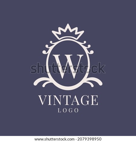 letter W vintage logo design for classic beauty product, rustic brand, wedding, spa, salon, hotel