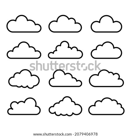 cloud shape icon, simple outline cloud design collection for apps and web