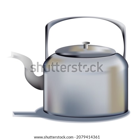 Shiny Stainless Teapot Vector Illustration