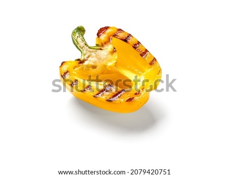Tasty grilled pepper on white background Royalty-Free Stock Photo #2079420751