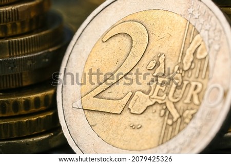 Closeup view of golden coins