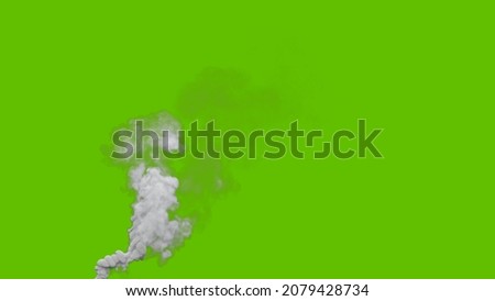 grey toxic smoke column from wildfire on chroma key screen, isolated - industrial 3D illustration