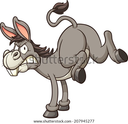 Angry donkey kick. Vector clip art illustration with simple gradients. All in a single layer. Royalty-Free Stock Photo #207945277