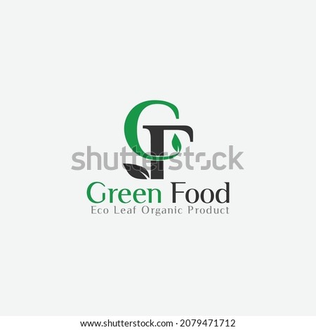 GF leaf food logo, FG eco-green vegetable vector icon