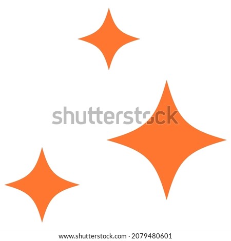 Vector Set Orange Stars. Bright Stars Doodle Style Rays Isolated elements on a transparent background for design template. Close-up flat style. Trend.