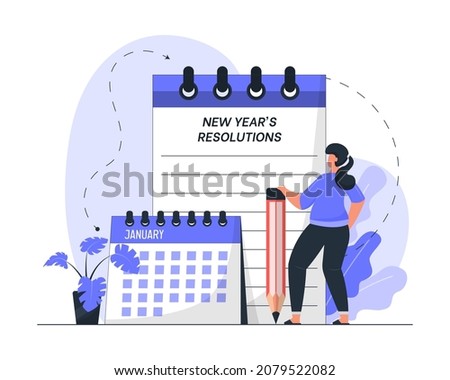 New Year's Resolutions Flat Concept Illustration Royalty-Free Stock Photo #2079522082