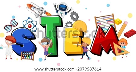 Colourful STEM education text icon illustration Royalty-Free Stock Photo #2079587614