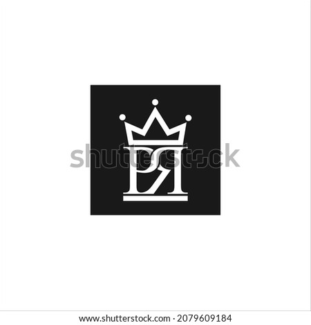 initials p r logo vector template crown