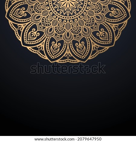Luxury ornamental mandala design background in gold color, Islamic decorative Arabic style