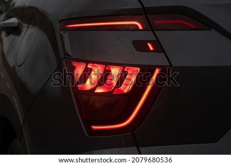 The appearance of a new car. Rear LED headlights with 3D effect	