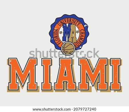 Miami, t shirt slogan and emblem special illustration art design - Logo and Vector