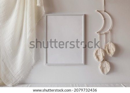 Nursery white photo frame mockup 3x4