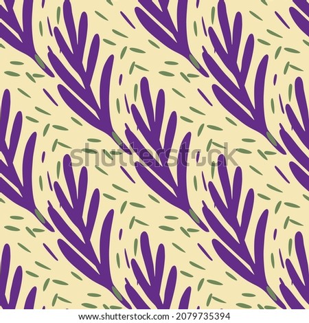 Seamless pattern leaf palm on beige background. Vector foliage template in doodle style. Modern tropical texture for fabric, wrapping paper, wallpaper, tissue.