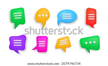 3d chat icon. Typing in a chat icon. Colorful 3D speechs bubbles. Talk, dialogue, messenger or online support concept.