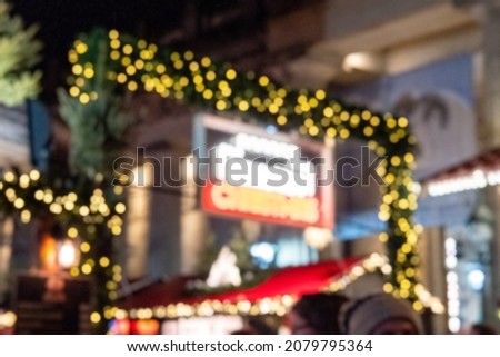Blurred image bokeh of Lighting signage of Edinburgh Christmas Market in the United Kingdom