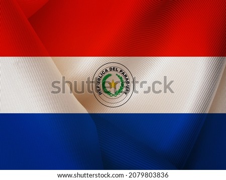 Paraguay flag fabric cloth texture as a background.