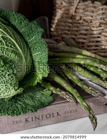 Still life scene green vegetables Royalty-Free Stock Photo #2079814999