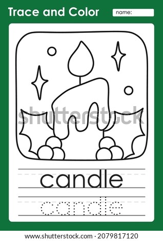 Trace and Color worksheets with the Christmas Candle
