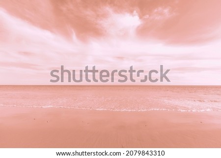 empty landscape of sea beach scenery, water, sky and sand texture. idyllic picture. summer, feelings of comfort and peace concept. Natural landscape beach.  Pastel background