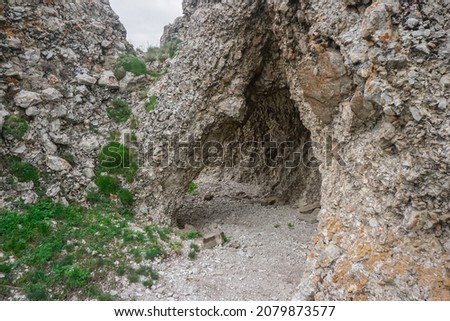 A grotto in the rocks near the Sulak canyon in Dagestan