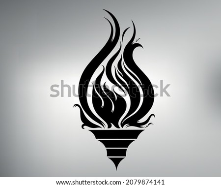 fire torch logo. vector drawing torch with fire.