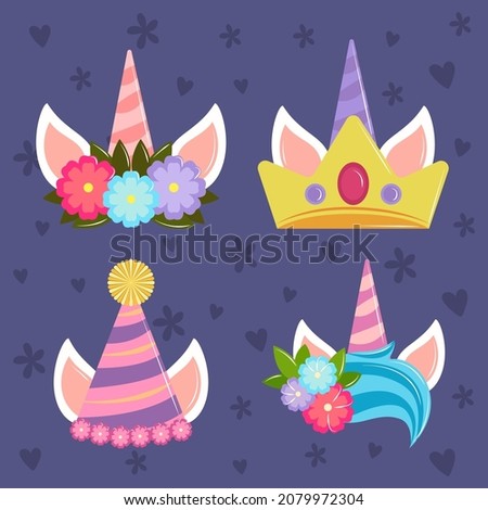 unicorn headband and crown icons