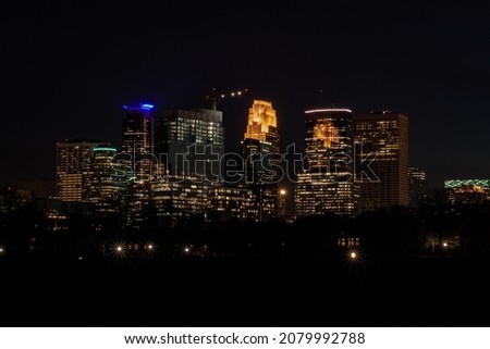 Downtown Minneapolis Skyscrapers at Night 