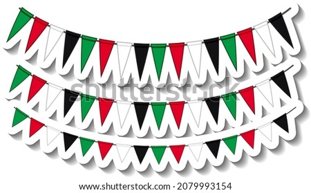 Colourful party flags sticker illustration