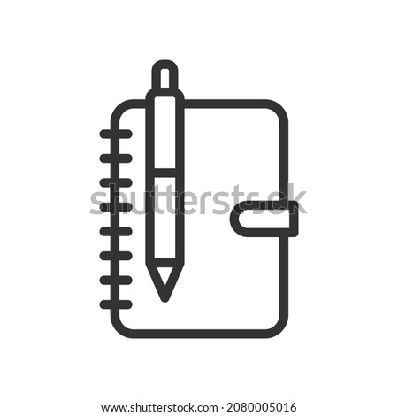 Notes icon line style. Note book, journal, diary symbol concept isolated on white background. Vector illustration Royalty-Free Stock Photo #2080005016