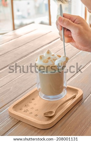 Barista paint foam cute cat ,Latte art 3D