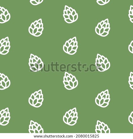 Pine Cones Seamless Pattern on green background
