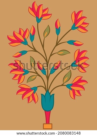 Mughal flower motif brown background