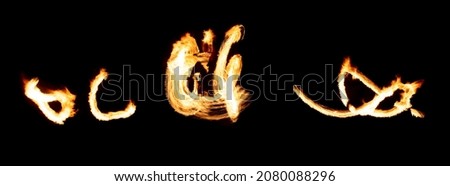 Abstract drawings of fire in motion at night . Background