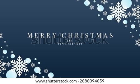 Christmas snowflakes frame in Winter , isolated on Blue Background  , Simple cartoon flat style,  illustration Vector EPS 10