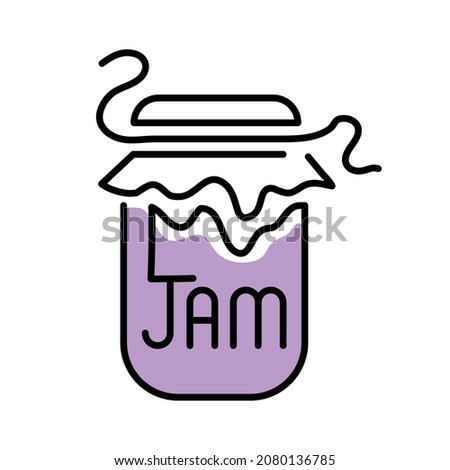 Jam jar doodle illustration. Vector line art text