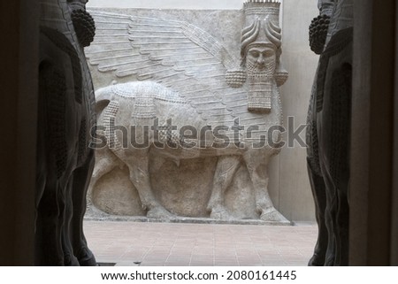 Ancient Babylonia and Assyria sculpture from Mesopotamia Royalty-Free Stock Photo #2080161445
