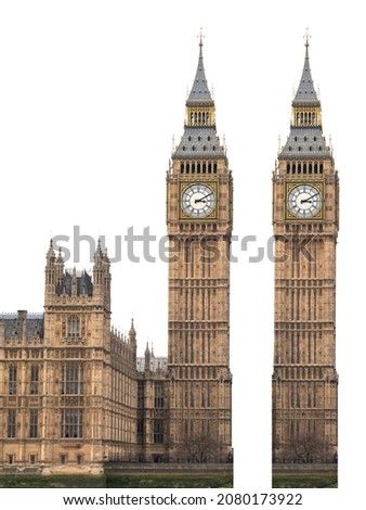 Big Ben Clock Tower isolated on white background With clipping path. Royalty-Free Stock Photo #2080173922
