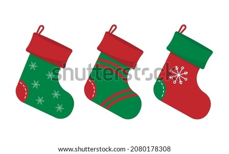Christmas sock in flat design.Vector illustration isolated on white background.Eps 10.