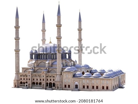 suleymaniye mosque isolated background. istanbul mosque white background Royalty-Free Stock Photo #2080181764
