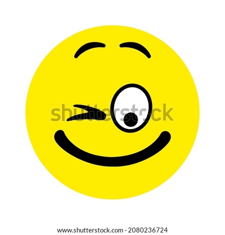 Face with positive emotions. Vector icon illustration.