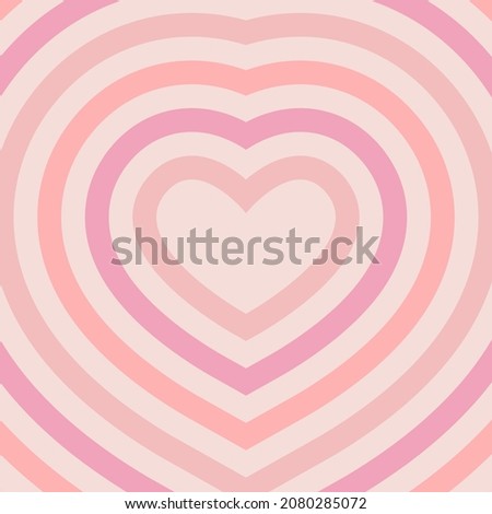 Heart-shaped concentric stripes vector background. Girlish romantic surface design. Pink aesthetic hearts backdrop. Royalty-Free Stock Photo #2080285072