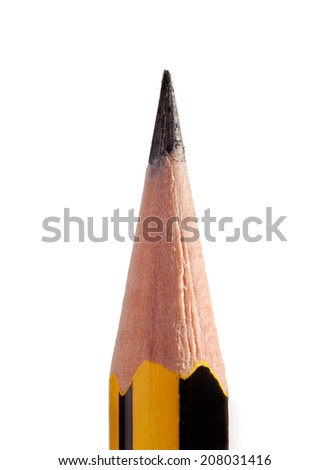 Pencil point close up on white background Royalty-Free Stock Photo #208031416