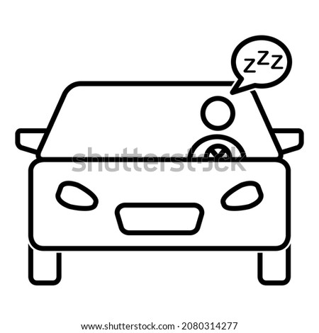 Drowsy driver icon in trendy outline style design. Vector illustration isolated on white background.