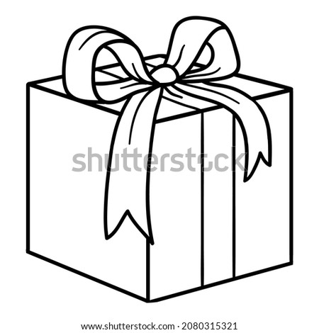 Coloring book for children, Gift box Royalty-Free Stock Photo #2080315321